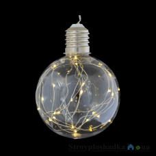 Игрушка Новогодько Шар, d-13 см, прозрачный, с LED-нитью, 25 лампочек, желтые
