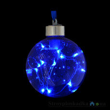 Игрушка Новогодько Шар, d-8 см, синий, с LED-нитью, 12 лампочек