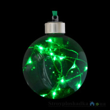 Игрушка Новогодько Шар, d-8 см, зелёный, с LED-нитью, 12 лампочек