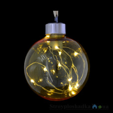 Игрушка Новогодько Шар, d-8 см, желтый, с LED-нитью, 12 лампочек