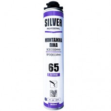 Пена монтажная всесезонная SILVER, выход 65 л, профессиональная, под пистолет, 800 мл