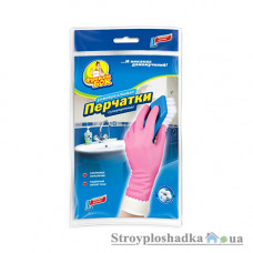 Перчатки для уборки Фрекен Бок, резиновые, универсальные, крепкие, розовые, L