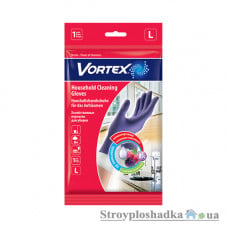 Перчатки для уборки Vortex, латексные, хозяйственные, с провитамином B5 и лесными ягодами, L