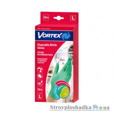 Перчатки для уборки Vortex, нитриловые, с запахом лайма, одноразовые, L, 10 шт