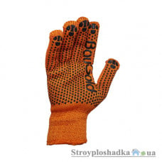 Перчатки рабочие трикотажные, с ПВХ рисунком, оранжевые, размер 10, BauGold 10303