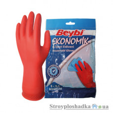 Перчатки латексные Beybi EKONOMIK, для бытовых нужд, красные, размер 10