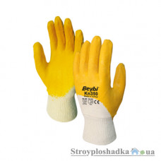 Перчатки нитриловые Beybi Kn350, вязаная манжет, бело-желтые, размер 10