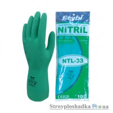 Перчатки нитриловые Beybi NTL-33, химические защитные, зеленые, размер 9