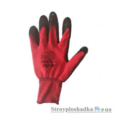 Перчатки нитриловые Beybi РnZEBRA, полиэфирные, вязаная манжет, красные, размер 10