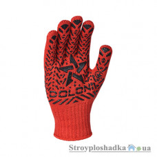 Перчатки ХБ Doloni 4040 Звезда, с ПВХ рисунком, красные, размер 11