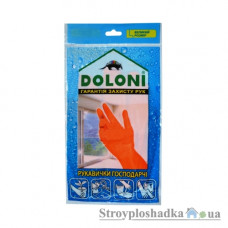 Перчатки латексные Doloni 4546 для бытовых нужд, оранжевые, размер L