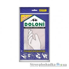 Перчатки виниловые Doloni 4558, для бытовых нужд, одноразовые, белые, размер L, 6 пар