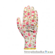 Перчатки полиуретановые Doloni 4560, вязаная манжет, бело-розовые, размер 8