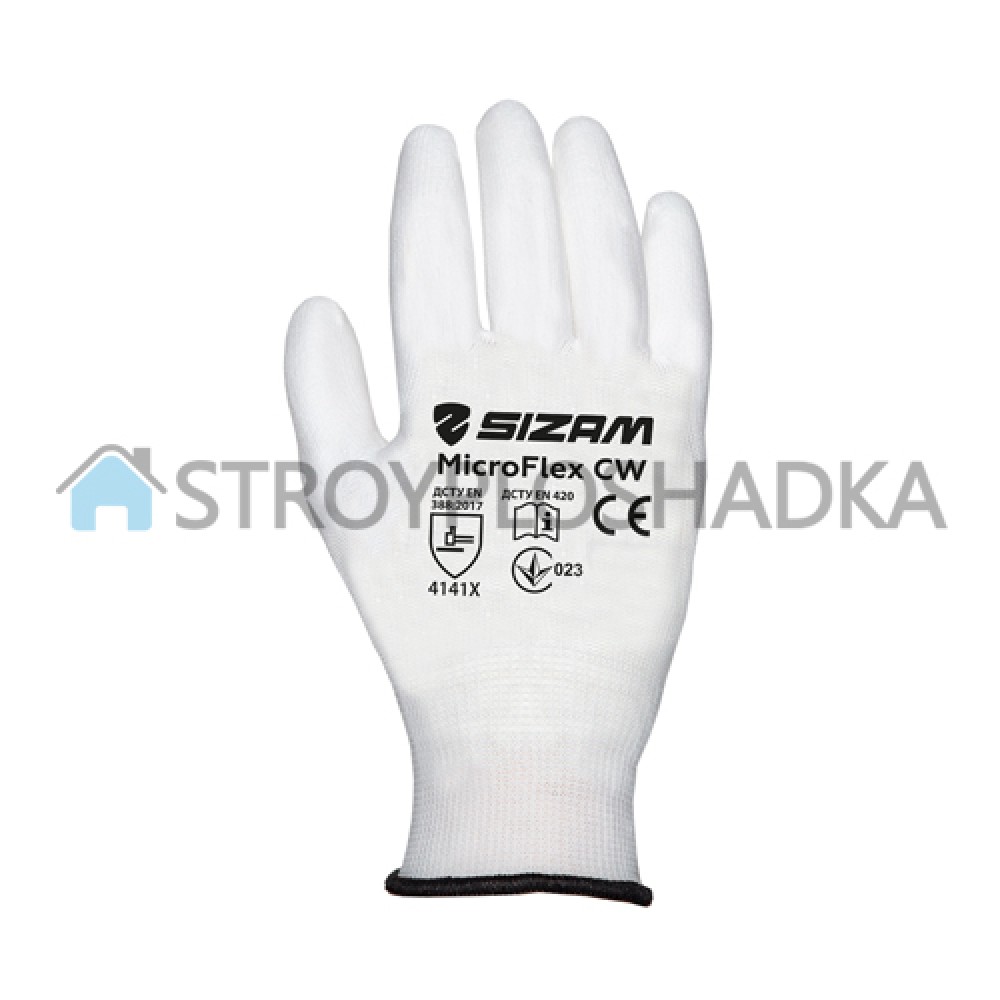 Рукавички з поліуретановим покриттям, Sizam Microflex 34002, розмір 8