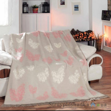 Плед Arya Liebe, 150х200 см, серо-бело-розовые тона, бабочки