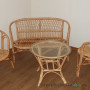 Плетений стіл Чернігівської ФЛВ Багама-Лоза, з лози, 51х50 см, круглий, скляна кришка