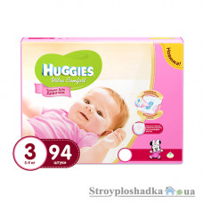 Подгузники Huggies Ultra Comfort 3, 5-9 кг, для девочек, гига упаковка, 94 шт
