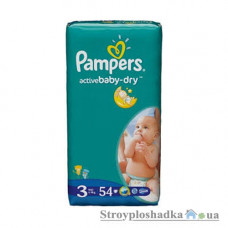 Підгузки PampersActive Baby-Dry, Midi, 4-9 кг, економ упаковка -, 54 шт.