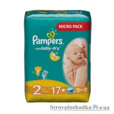 Подгузники Pampers New Baby-Dry, Mini, 3-6 кг, микро упаковка, 17 шт