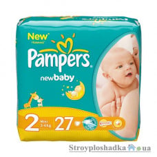 Подгузники Pampers New Baby, Mini, 3-6 кг, стандарт, 27 шт