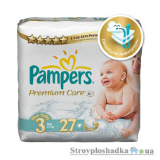 Підгузки Pampers Premium Care, Newborn, Midi, 4-9 кг, середня упаковка, 27 шт.