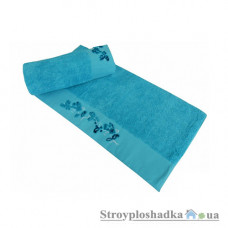 Полотенце Altinbasak Elara Deluх Бархат с вышивкой, 70х140 см, голубое