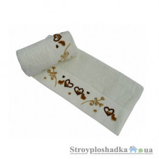 Полотенце Altinbasak Romantic Deluх Бархат с вышивкой, 50х90 см, хлопок, кремовое