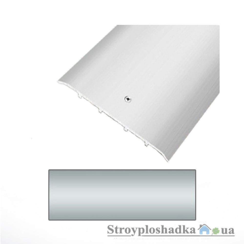 Алюмінієвий поріжок Tis АО100Г-с27, 2.7 м, сріблястий, однорівневий, гладкий, з відкритою системою кріплення