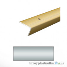 Алюминиевый порожек Tis АС20-с09, 0.9 м, серебро, для ступеней, рифленый, с открытой системой крепежа