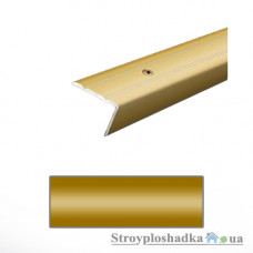 Алюминиевый порожек Tis АС20-з09, 0.9 м, золото, для ступеней, рифленый, с открытой системой крепежа