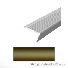 Алюминиевый порожек Tis АС22-б27, 2.7 м, бронза, для ступеней, рифленый, с открытой системой крепежа