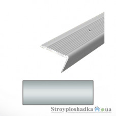 Алюминиевый порожек Tis АС22-с27, 2.7 м, серебро, для ступеней, рифленый, с открытой системой крепежа