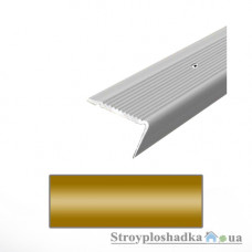 Алюминиевый порожек Tis АС22-з27, 2.7 м, золото, для ступеней, рифленый, с открытой системой крепежа