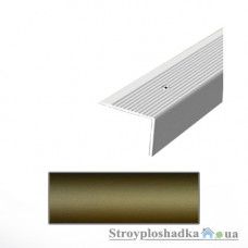 Алюминиевый порожек Tis АС30-б27, 2.7 м, бронза, для ступеней, рифленый, с открытой системой крепежа