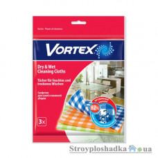 Салфетки для уборки Vortex, вискозные, 3 шт