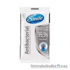 Влажные салфетки Smile Antibacterial, со спиртом, 15 шт