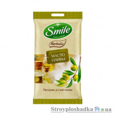 Влажные салфетки Smile Herbalis, питание и смягчение, с маслом оливы, 10 шт 