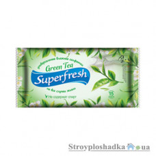 Влажные салфетки Superfresh, зеленый чай, 15 шт