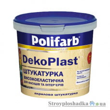 Декоративно-защитная штукатурка Polifarb Deko Plast, акриловая, короед 2 мм, 25 кг
