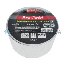 Алюминиевая клейкая лента термостойкая BauGold, 48 мм х 10 м (0001)