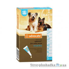 Капли на холку Bayer Advoсate, для собак 4-10 кг, 3 моно пипетки