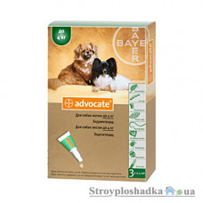 Капли на холку Bayer Advoсate, для собак до 4кг, 3 моно пипетки