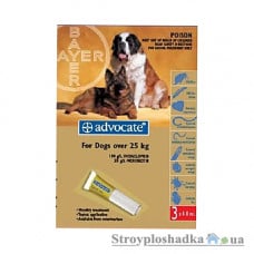 Краплі на холку Bayer Advoсate, для собак понад 25 кг, 3 моно піпетки