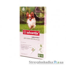 Капли на холку от паразитов Bayer Advantix, для собак до 4 кг, 1 пипетка