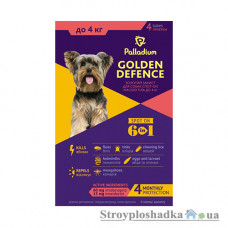 Капли на холку от паразитов Palladium Golden Defence, для собак до 4 кг, 1 пипетка