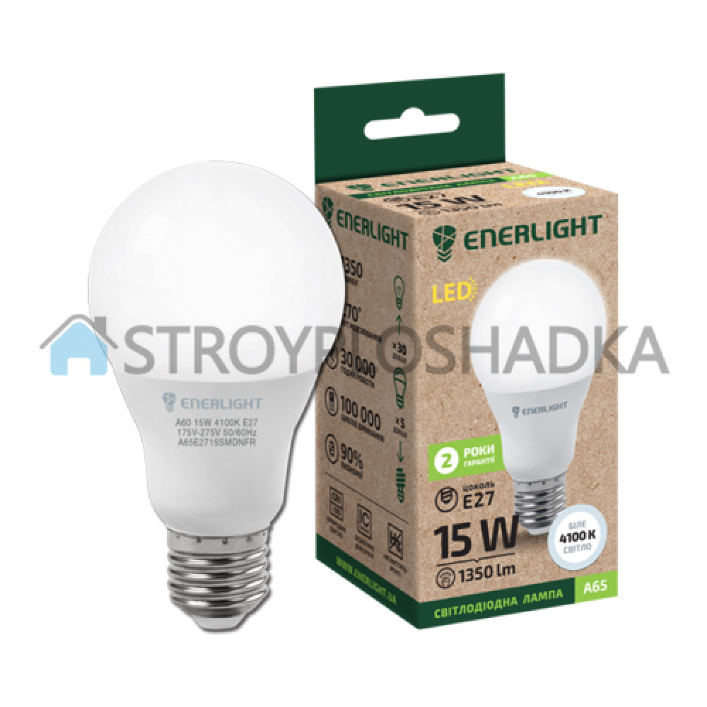 Лампа світлодіодна Enerlight, A65 15Вт 4100K E27