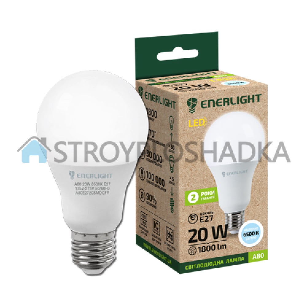 Лампа світлодіодна Enerlight, A80 20Вт 6500K E27