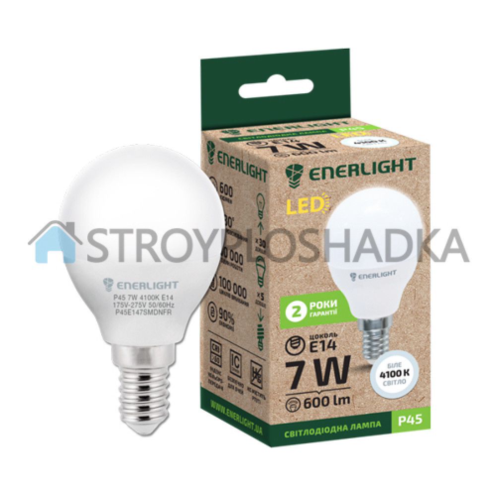 Лампа світлодіодна Enerlight, P45 7Вт 4100K E14 