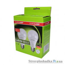 Комплект світлодіодних ламп Eurolamp A60, 10 Вт, 4000 K, 250 B, E27, 2 шт/уп