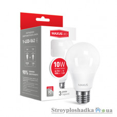 Лампа світлодіодна Maxus A60, 10 Вт, 4100 K, 220 В, E27 (1-LED-562)